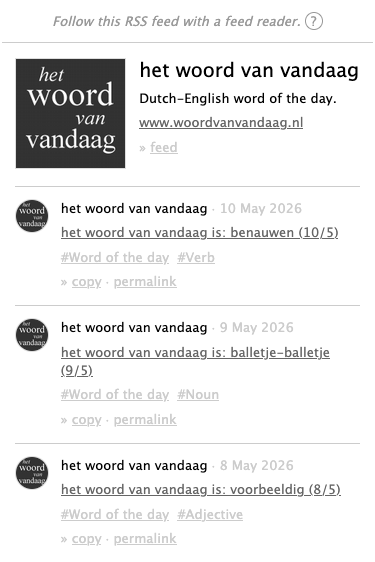 Screenshot of the feed style version 0.16 used for an RSS feed in light mode